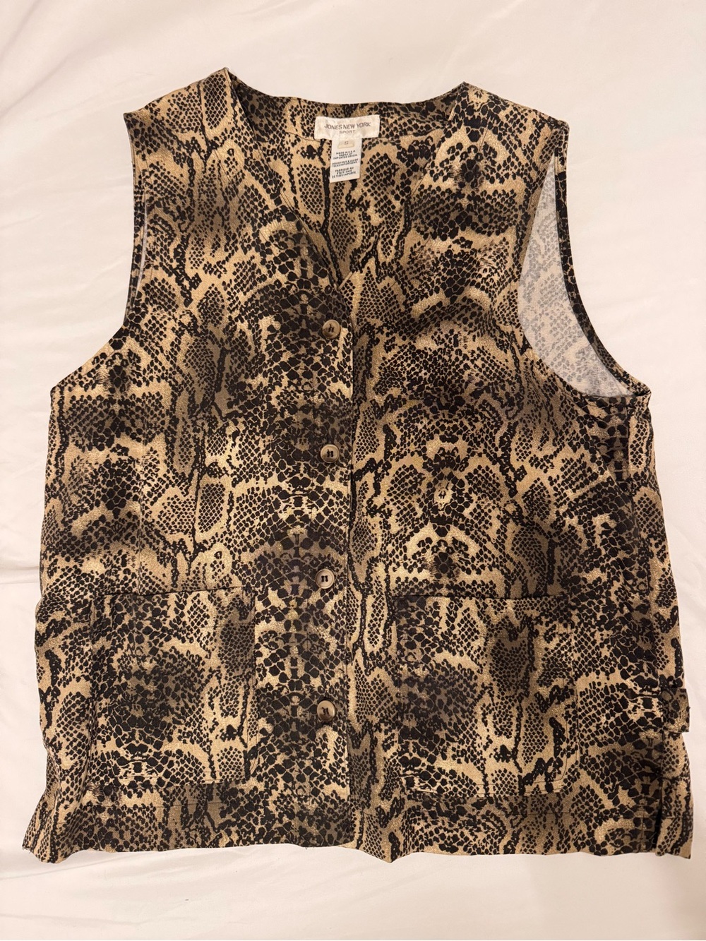 Vintage Jones New York Sport Snake Skin Print Vest in Brown